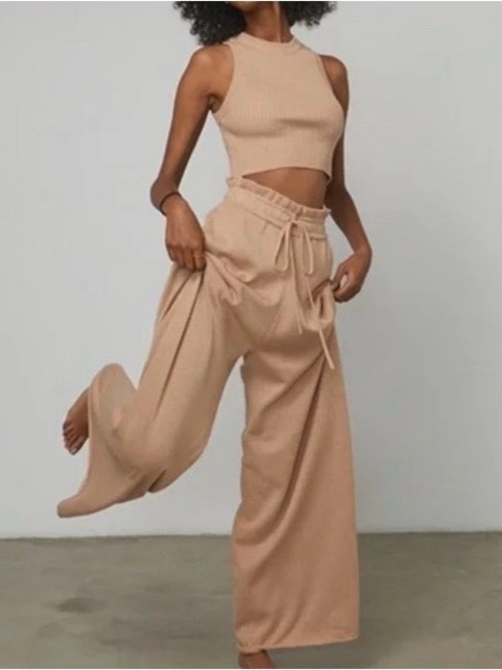 LUNYA Cotton Silk Wide-Legged Lounge Pants in Walnut